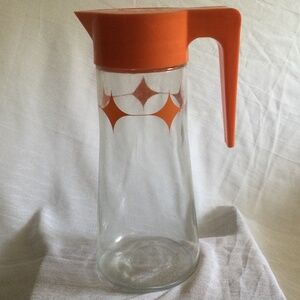 Vintage MCM Atomic Anchor Hocking Orange Juice Pitcher Carafe Made in USA 1969